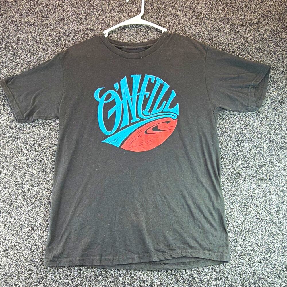 O'Neill Heather Tee Men's M Black Graphic Logo Crew Neck Short Sleeve Heather